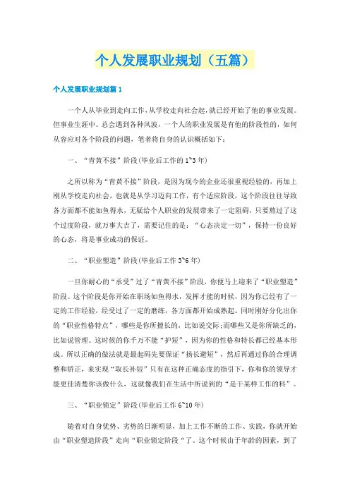 个人发展职业规划（五篇）