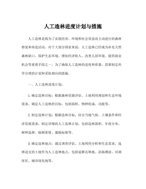 人工造林进度计划与措施