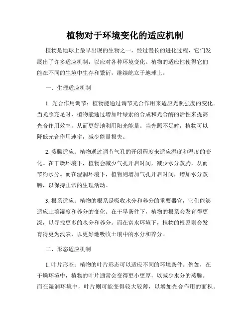 植物对于环境变化的适应机制