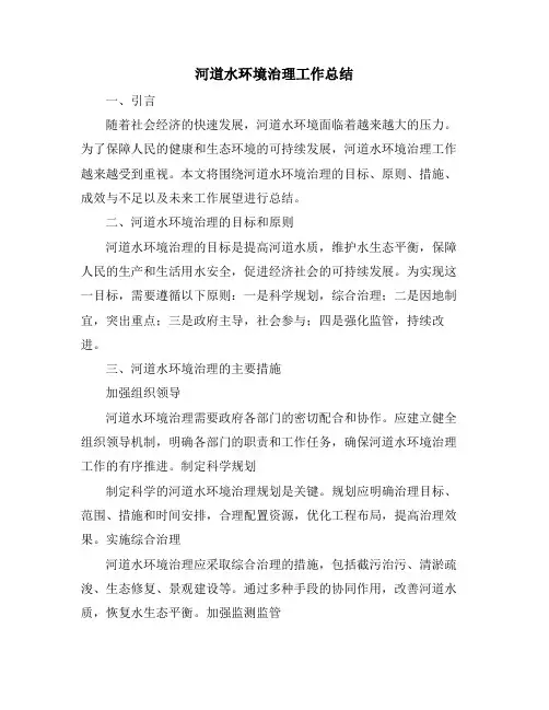 河道水环境治理工作总结