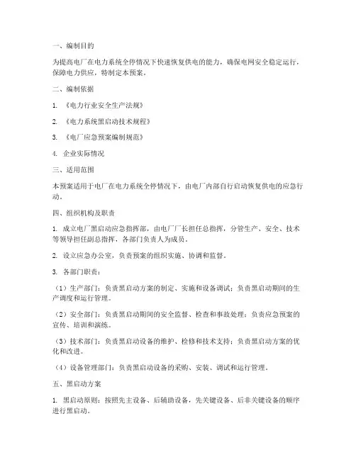电厂黑启动应急预案