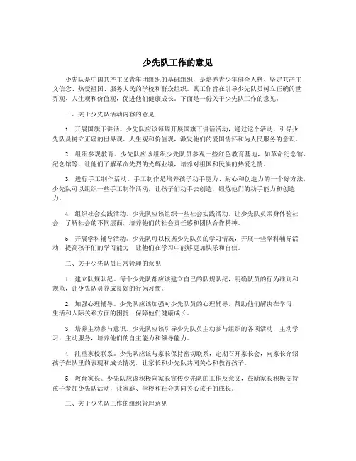 少先队工作的意见