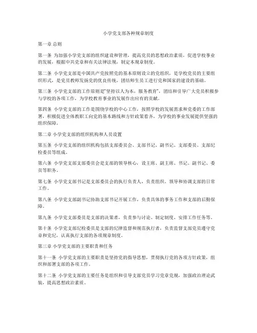 小学党支部各种规章制度