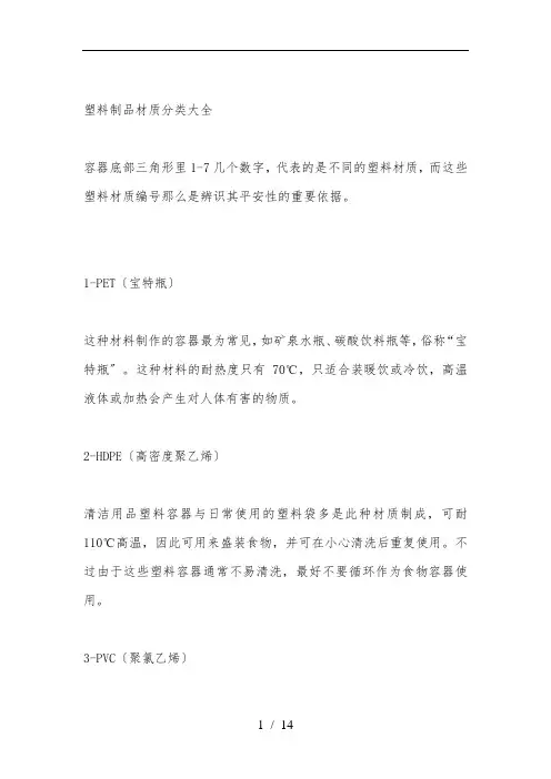 塑料制品材质分类大全