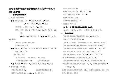 高三化学一轮复习无机推断题