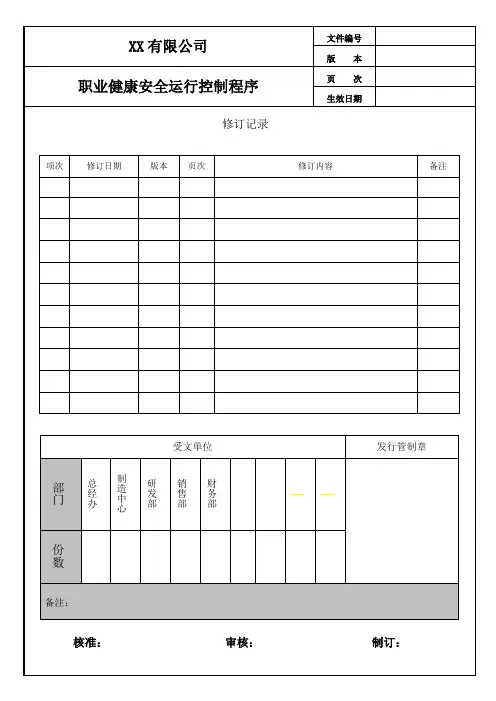 职业健康安全运行控制程序