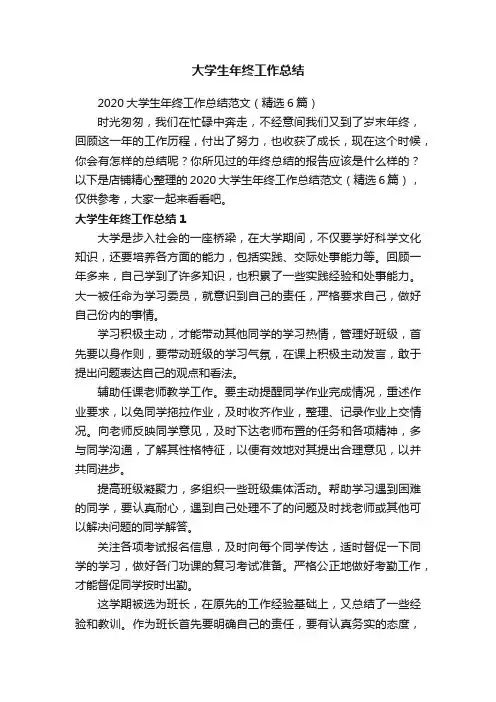 大学生年终工作总结