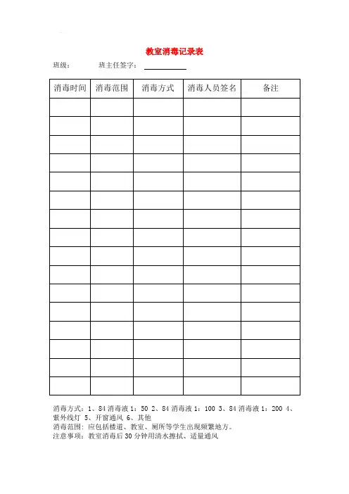 教室消毒记录表(1)