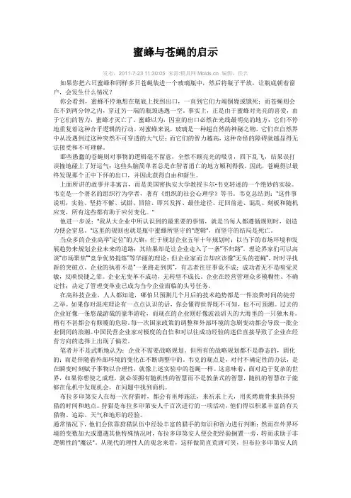 蜜蜂与苍蝇的启示
