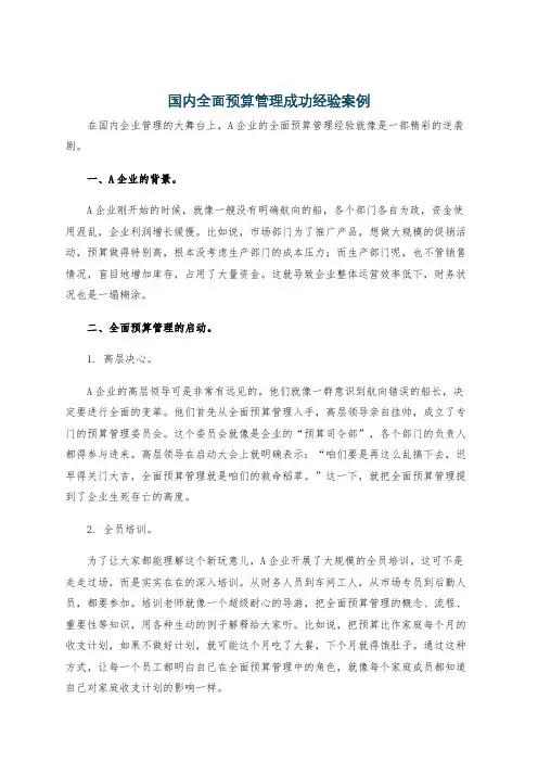 国内全面预算管理成功经验案例