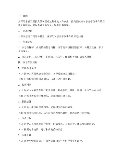 医院患者晕倒应急预案