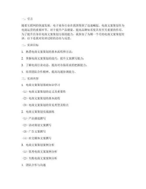 电商文案策划实训报告范文