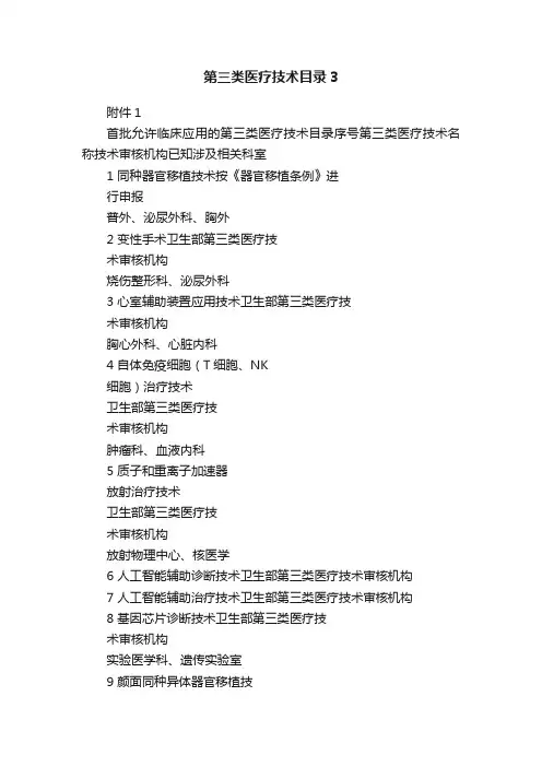 第三类医疗技术目录3