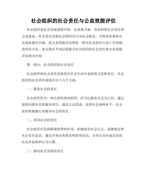 社会组织的社会责任与公益效能评估