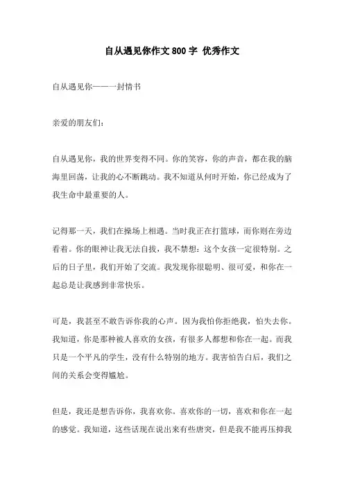 自从遇见你作文800字 优秀作文