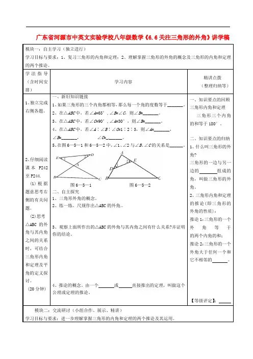 广东省河源市中英文实验学校八年级数学《6.6关注三角