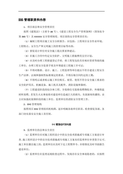 EHS管理职责和内容
