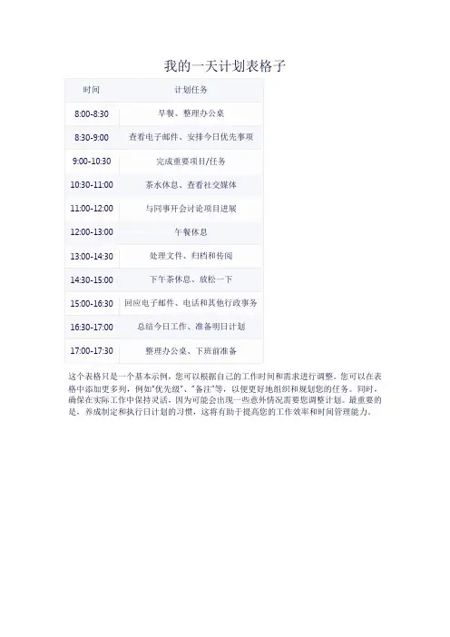 我的一天计划表格子
