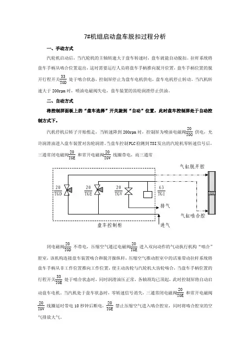 盘车自动脱开状态问题
