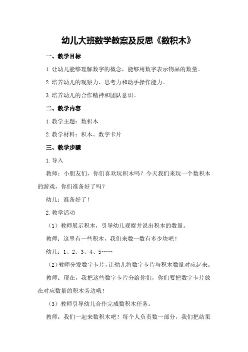 幼儿大班数学教案及反思《数积木》