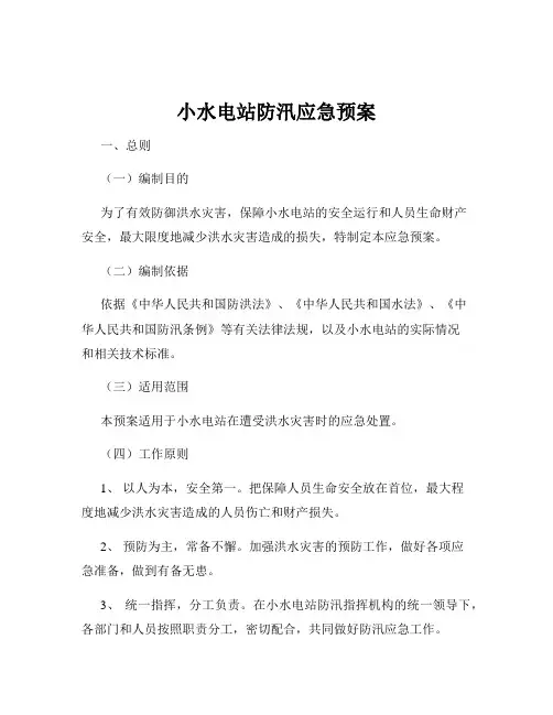 小水电站防汛应急预案