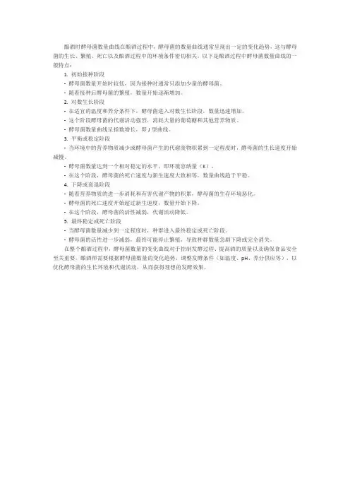 酿酒时酵母菌数量曲线