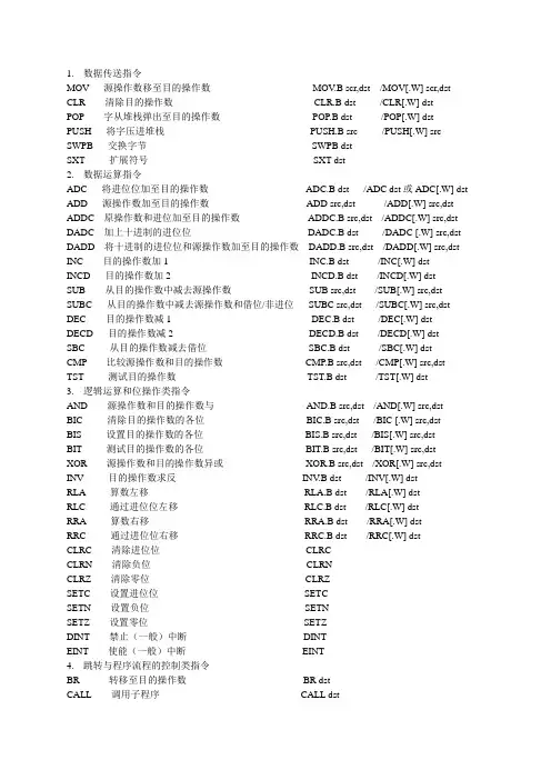 MSP430指令集
