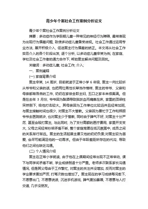 青少年个案社会工作案例分析论文