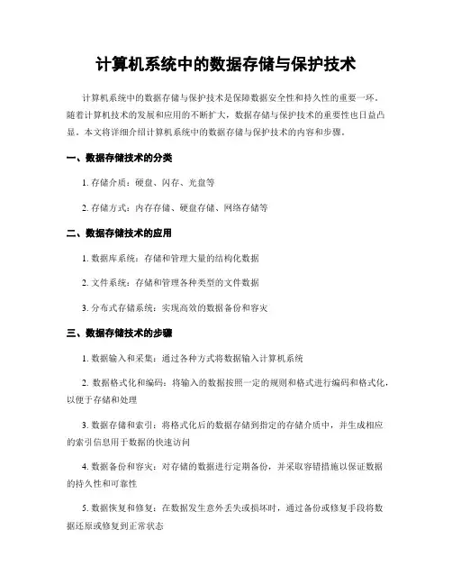 计算机系统中的数据存储与保护技术