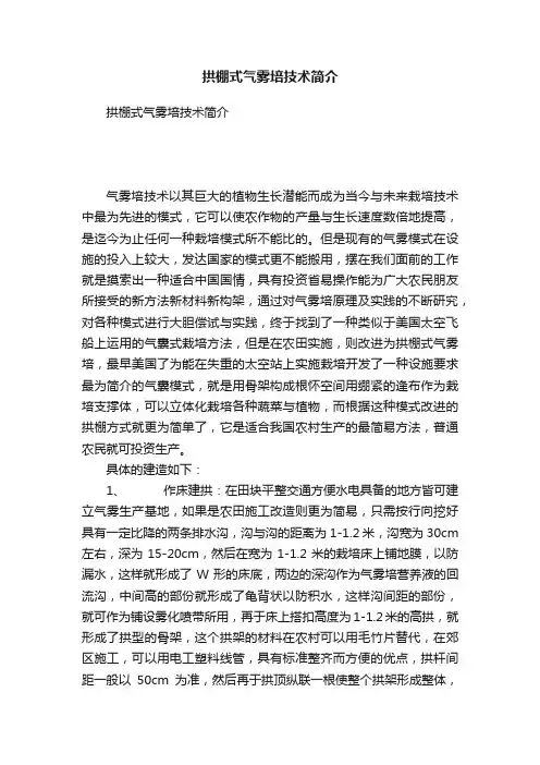 拱棚式气雾培技术简介