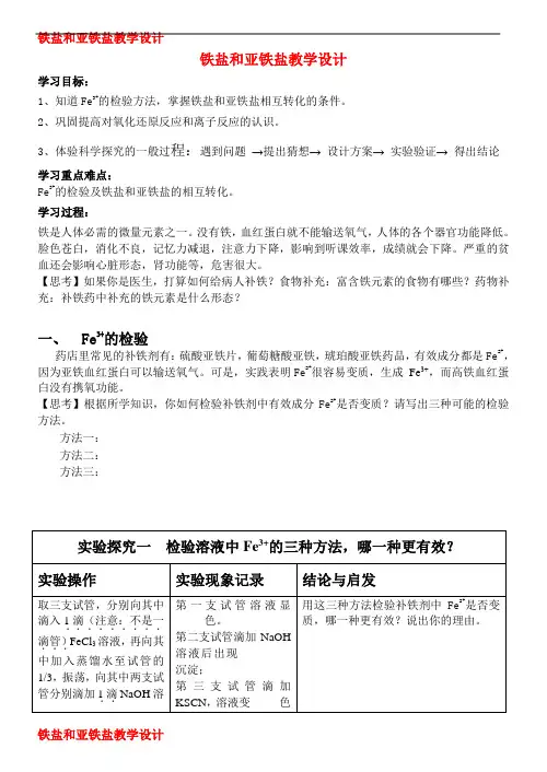 铁盐和亚铁盐教学设计 (3)