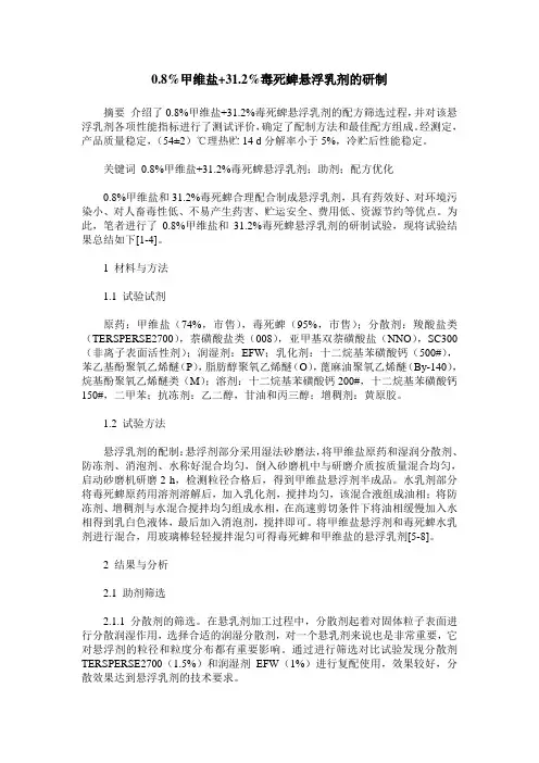 0.8%甲维盐+31.2%毒死蜱悬浮乳剂的研制