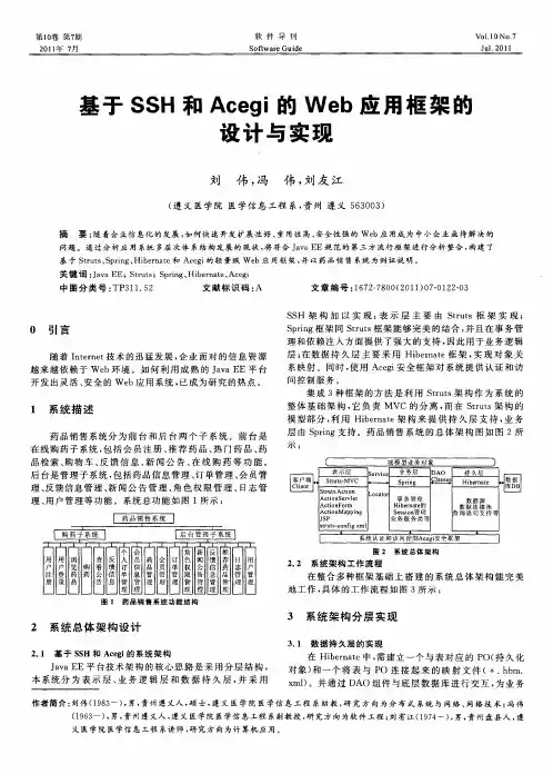 基于SSH和Acegi的Web应用框架的设计与实现
