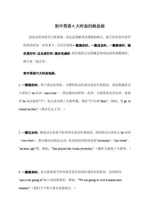 初中英语6大时态归纳总结
