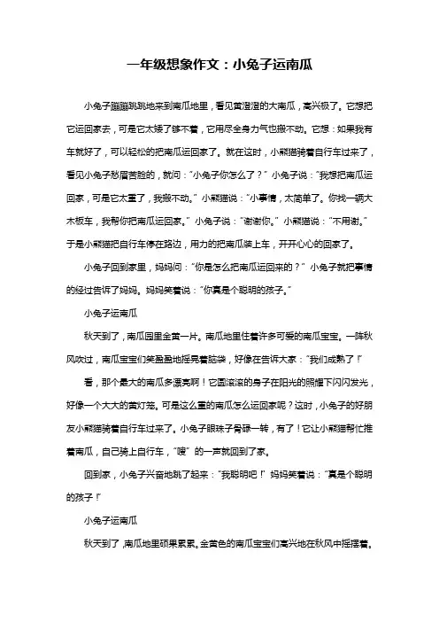 一年级想象作文：小兔子运南瓜