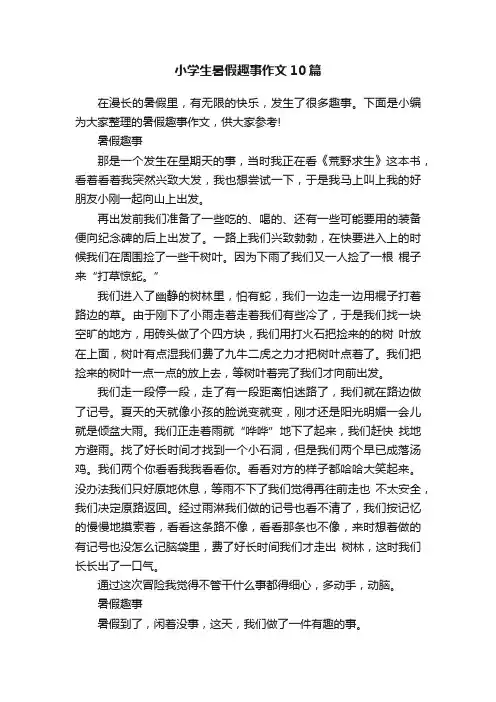 小学生暑假趣事作文10篇