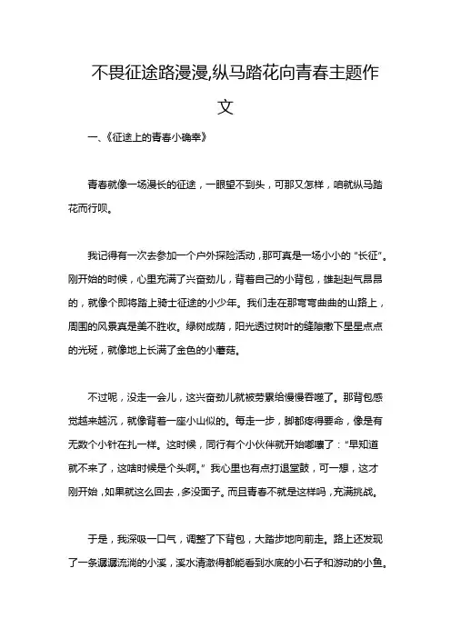 不畏征途路漫漫,纵马踏花向青春主题作文