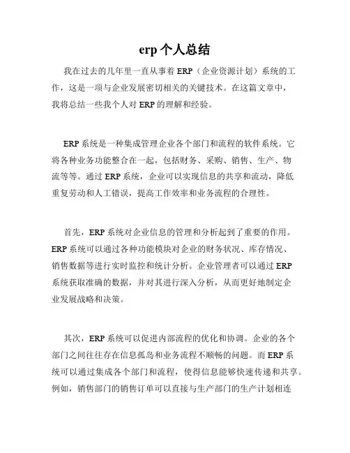 erp个人总结