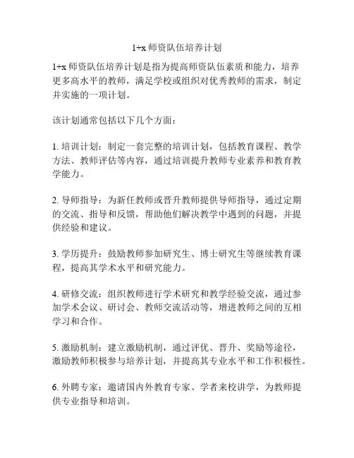 1+x师资队伍培养计划