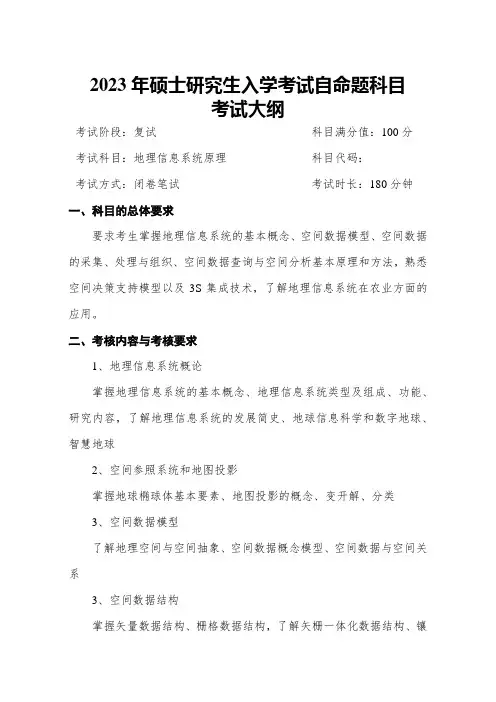 成都信息工程大学硕士招生大纲  2024-复试-地理信息系统原理(加试2)