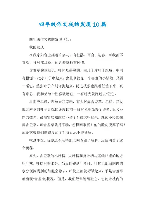 四年级作文我的发现10篇