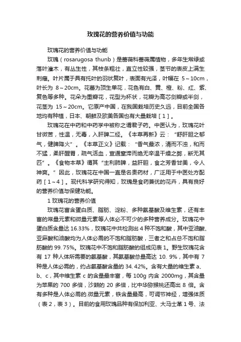 玫瑰花的营养价值与功能