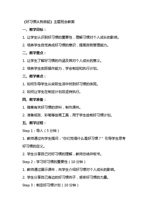 《好习惯从我做起》主题班会教案