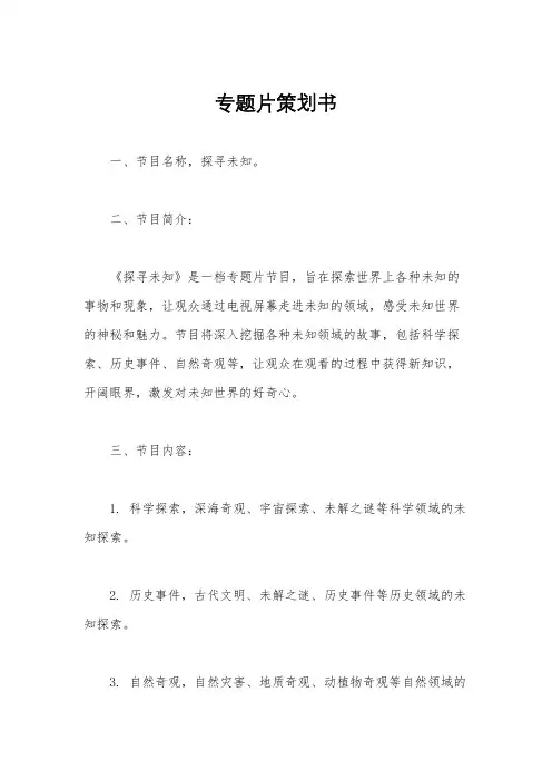 专题片策划书