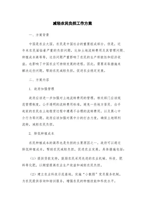 减轻农民负担工作方案