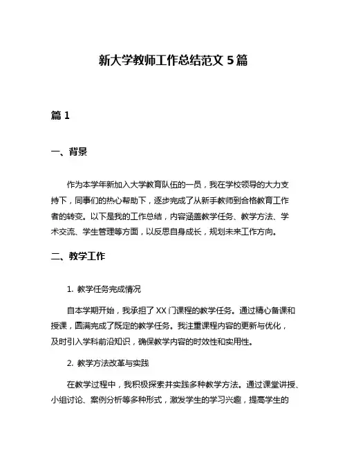 新大学教师工作总结范文5篇