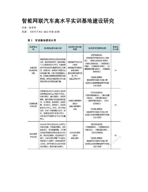 智能网联汽车高水平实训基地建设研究