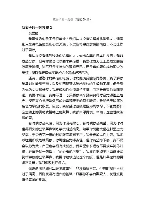 致妻子的一封信（精选20篇）