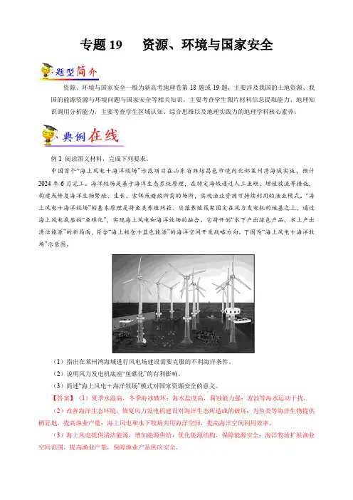 专题19 资源、环境与国家安全(新高考专用)(原卷版)