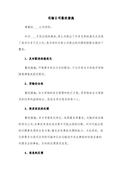 运输公司整改措施（2篇）